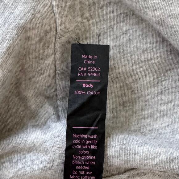 Betsey Johnson Floral Embroidery Drawstring Hoodie Sweatshirt Gray Size M - Picture 8 of 8